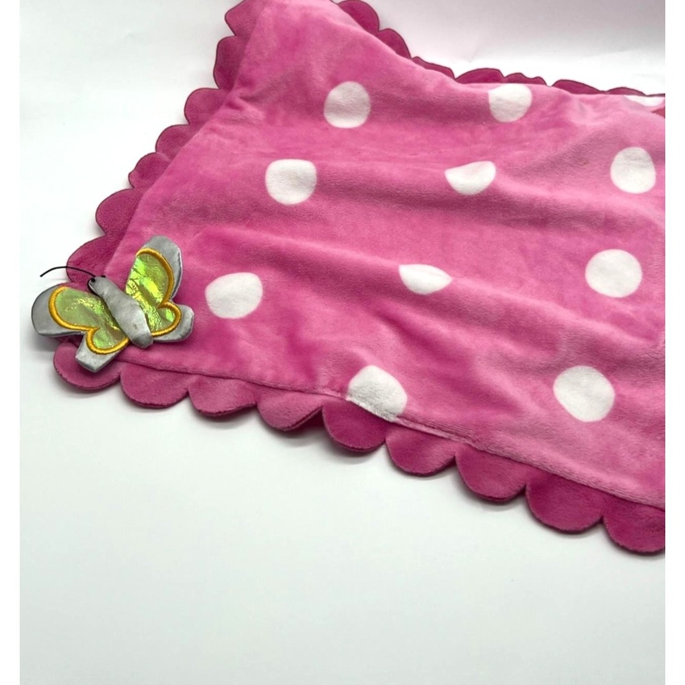 Disney Babies Pink Polka Dot Butterfly Hearts Blanket Lovey Minnie Mouse - Picture 2 of 16